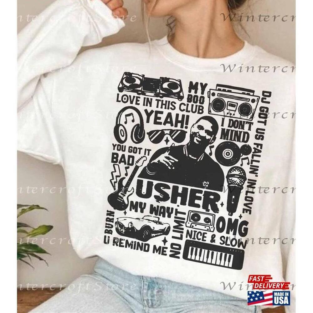 Usher 2024 Tour Past Present Future World Fan Concert Shirt1 Classic Tshirt